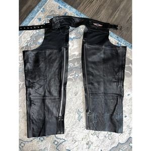Biker Gear Side 3XL Black Leather Chaps BG Motorcycle Accident Protection Safety